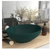 Image de Lavabo Ovale de Luxe Vasque à Poser de Toilette Lave-mains de Salle de Bain Cuisine Maison Intérieur Vert Foncé Mat 146926