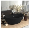 Image de Lavabo Ovale de Luxe à Trop-plein Vasque à Poser de Toilette Lave-mains de Salle de Bain Salle Cosmétique Noir Mat 146942