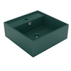 Image de Lavabo Carré de Luxe à Trop-plein Vasque à Poser de Toilette Lave-mains de Salle de Bain Salle Cosmétique Vert Foncé 146948