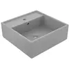 Image de Lavabo Carré de Luxe à Trop-plein Vasque à Poser de Toilette Lave-mains de Salle de Bain Salle Cosmétique Gris Clair 146949