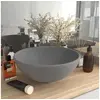 Image de Lavabo Rond de Luxe de Salle de Bain Vasque à Poser de Toilette Lave-mains Salle Cosmétique Intérieur Gris Clair Mat 146971