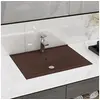 Image de Lavabo avec Trou de Robinet Vasque à Poser de Toilette Lave-mains de Salle de Bain Salle Cosmétique Marron Foncé Mat 147028