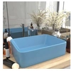 Image de Lavabo de Luxe Vasque à Poser de Toilette Lave-mains de Salle de Bain Salle Cosmétique Rectangulaire Bleu Clair Mat 147044