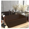 Image de Lavabo de Luxe Vasque à Poser de Toilette Lave-mains de Salle de Bain Salle Cosmétique Rectangulaire Marron Foncé Mat 147050