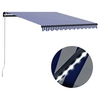 Image de Luifel handmatig uittrekbaar met LED 300x250 cm blauw en wit3055220