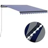 Image de Luifel handmatig uittrekbaar met LED 350x250 cm blauw en wit3055224