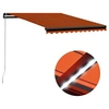Image de Luifel handmatig uittrekbaar met LED 350x250 cm oranje en bruin3055225