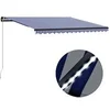 Image de Luifel handmatig uittrekbaar met LED 450x300 cm blauw en wit3055230