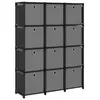 Image de Etagère à 12 cubes avec boîtes Noir 103x30x141 cm Tissu