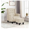 Image de Fauteuil met voetenbankje tissu crème
