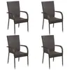 Image de Chaises empilables d extérieur lot de 4 Résine tressée Marron
