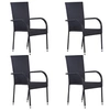 Image de Chaises empilables d extérieur lot de 4 Résine tressée Noir
