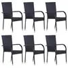 Image de Lot de 6 chaise exterieur empilable non pliable H. 95 cm en resine tressee noir