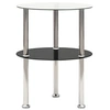 Image de Bijzettafel 2-laags 38 cm gehard glas transparant en zwart322788