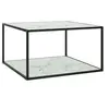 Image de Table basse Noir avec verre marbre blanc 90x90x50 cm