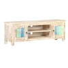 Image de Brut Meuble TV Armoire Basse Meuble Divertissement avec 2 Portes et 2 Compartiments Salon Maison Intérieur 120x30x40 cm Bois d'Acacia