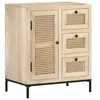 Image de Buffet 60x35x70 cm Bois de manguier massif et canne naturelle