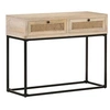 Image de Wandtafel 100x35x76 cm massief mangohout en natuurlijk riet323512