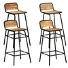 Image de Lot de 4 chaise de bar interieur non pliable en bois H. 84 cm