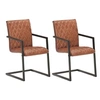 Image de Lot de 2 chaise en acier non pliable H. 91 cm interieur marron