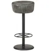 Image de Tabouret de bar Gris Cuir véritable