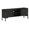 Image de Meuble TV Centre de Divertissement Armoire Basse avec 2 Portes et 2 Etagères Salon Intérieur Noir 115x30x46 cm Bois Massif de Manguier