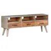 Image de Meuble TV Gris 130x35x51 cm Bois massif de manguier brut
