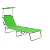 Image de Chaise longue pliable avec auvent acier vert pomme