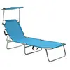 Image de Chaise longue pliable avec auvent acier turquoise et bleu310326