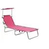 Image de Chaise longue pliable avec auvent acier rose magento