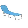 Image de Chaise longue pliable acier et tissu bleu turquoise