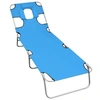 Image de Chaise longue pliable avec coussin de tête Acier Bleu turquoise