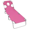 Image de Chaise longue pliable avec coussin de tête Acier Rose magento310333