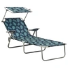 Image de Chaise longue avec auvent acier motif de feuilles