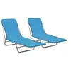 Image de Chaises longues pliables lot de 2 Acier et tissu Bleu
