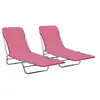 Image de Chaises longues pliables lot de 2 Acier et tissu Rose310345