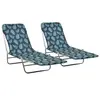 Image de Chaises longues pliables lot de 2 Acier tissu Motif de feuilles