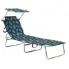 Image de Chaise Longue Pliable avec Auvent Transat de Patio Bain de Soleil d'Extérieur Terrasse Jardin Arrière-cour 310364