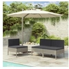 Image de Chaises de jardin lot de 3 avec coussins Résine tressée Gris