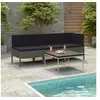Image de Salon de jardin 3 pcs avec coussins Résine tressée Gris