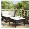 Image de Salon de jardin 2 pcs avec coussins Résine tressée Noir
