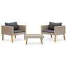 Image de Salon de jardin 3 pcs avec coussins Résine tressée Beige