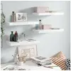 Image de Etagère murale flottante 4 pcs Blanc brillant 50x23x3,8 cm MDF