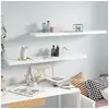 Image de Etagère murale flottante 2pcs Blanc brillant 120x23,5x3,8cm MDF