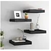Image de Etagères murales flottantes 4 pcs noir 23x23,5x3,8 cm MDF