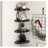 Image de Etagères d angle flottantes 4 pcs noir brillant 25x25x3,8cm MDF