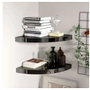 Image de Etagères d angle flottantes 2pcs noir brillant 35x35x3,8 cm MDF