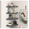 Image de Hoekschappen zwevend 4 st 35x35x3,8 cm MDF hoogglans grijs323915