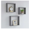Image de Etagères murales sous forme de cube 3 pcs Gris MDF
