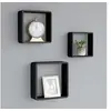 Image de Etagères Murales sous Forme de Cube 3 pcs Etagères Flottantes Etagères Suspendues Organisateur Unité Murale Intérieur Noir MDF